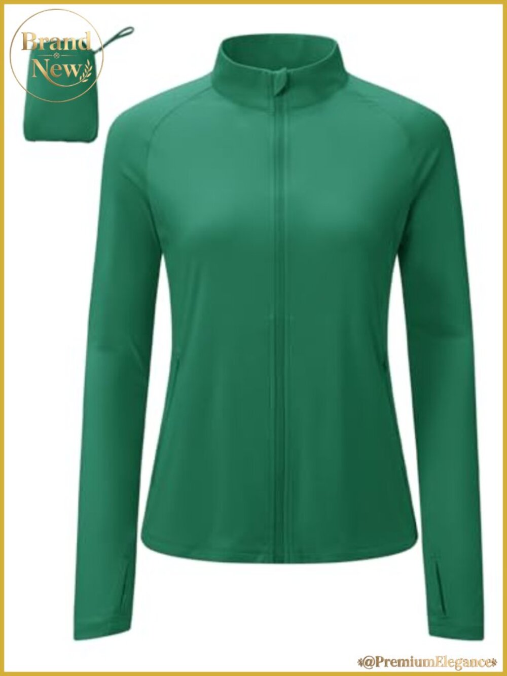 Women's UPF 50+ Zip Up Running Jacket with Thumb Holes, Lightweight Active
